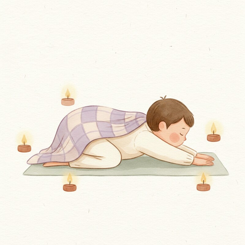 Aquarell-Illustration der B&auml;ren-Pose im Jahreszeiten-Yoga-Heft
